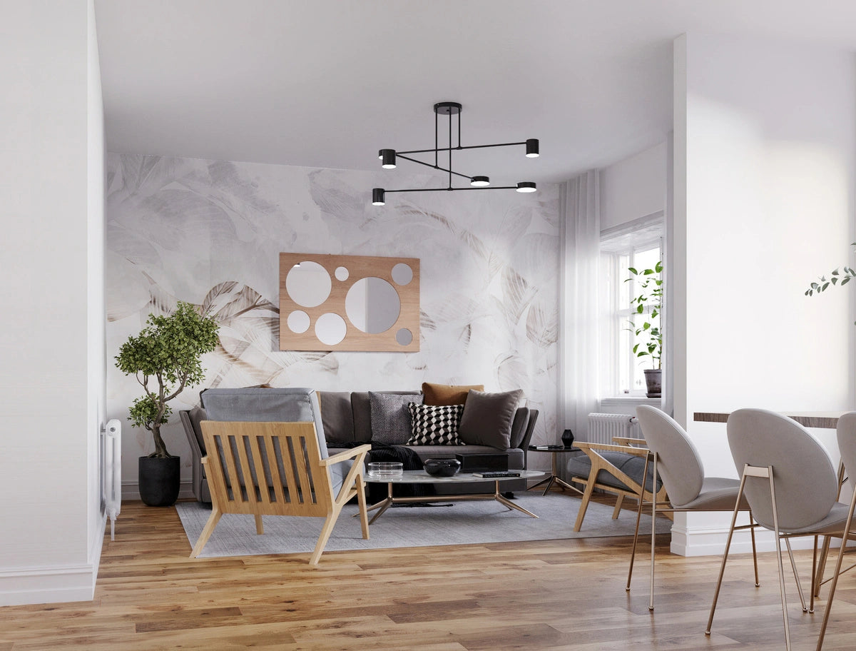 oak wood wall mirror in a living room