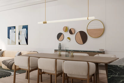 oak wood wall decor floated in a casual dining room