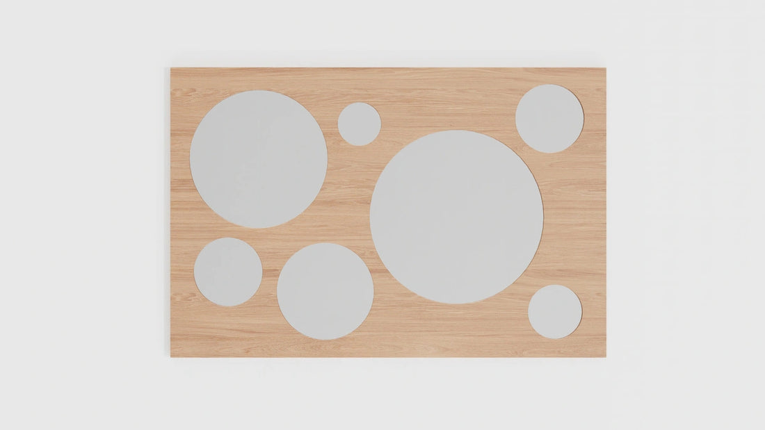 oak wood wall mirror