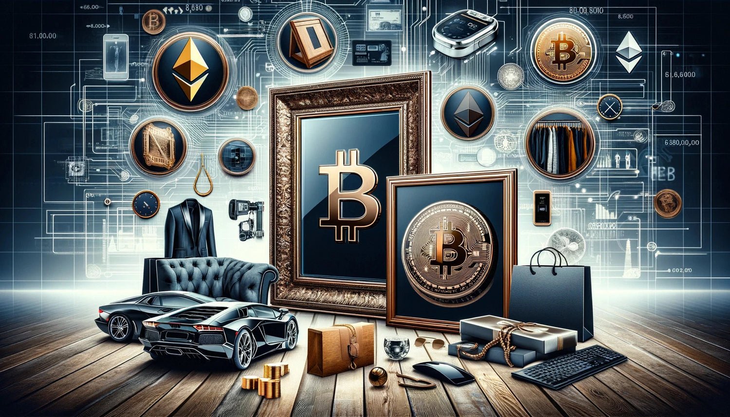 different products that you can buy with cryptocurrency collage